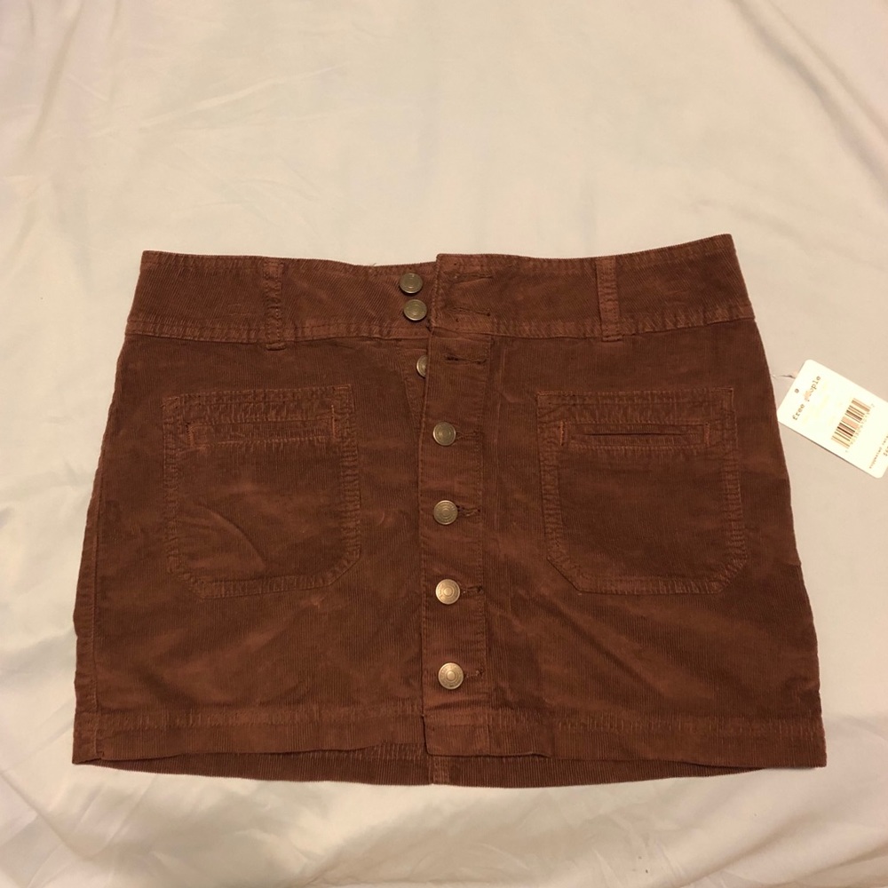 NWT! Free People corduroy Joanie cord brown mini skirt - Picture 3 of 9